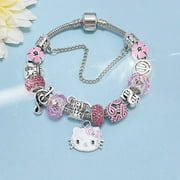 Guvpev Hello Kitty Charm Bracelet for Female Stainless Steel